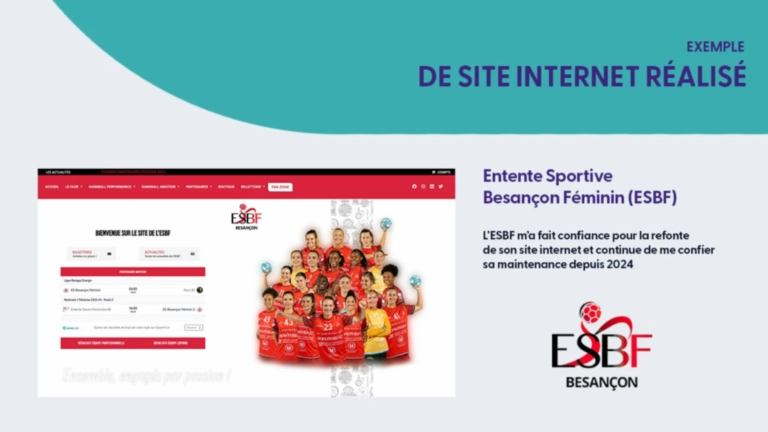 Présentation du site internet de l’Entente Sportive Besançon Féminin réalisé avec Francis AITK.