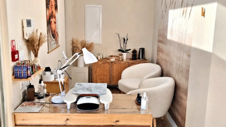Table de manucure et fauteuils de l’Institut Équilibre à Pirey