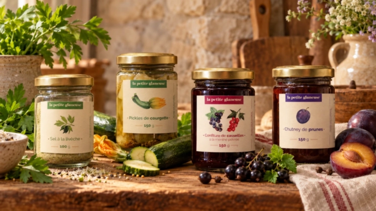 Pickles, confitures, chutneys et sels aromatisés de La Petite Glaneuse.