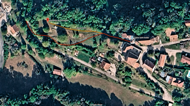 Plan d’accès au belvédère de Passavant depuis l’église Saint-Antide