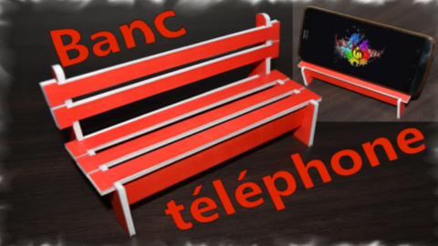 banc support téléphone en carton avec smartphone posé