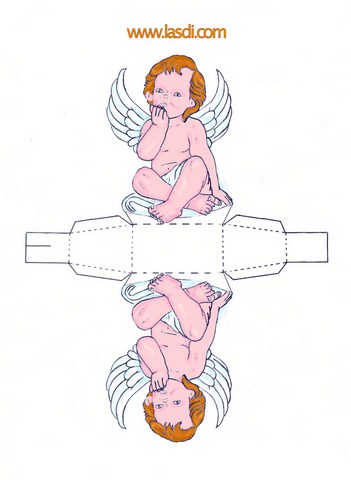 boîte à dragées ange en papier à imprimer patron