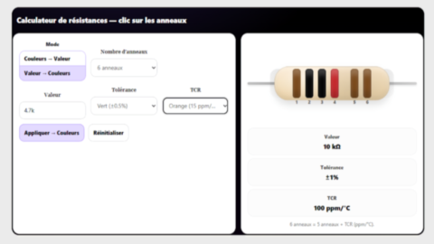 calculateur de résistance électronique code couleur