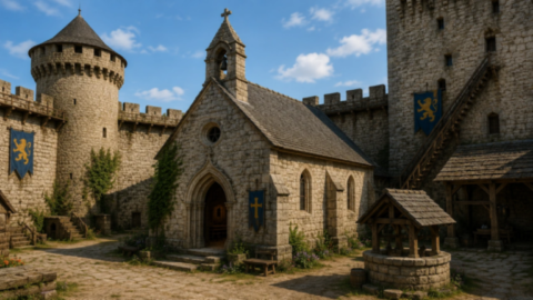 Chapelle médiévale située à l'intérieur d'un château fort