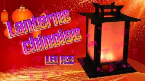 lanterne chinoise en carton avec éclairage LED RGB