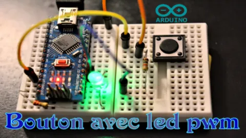 montage arduino bouton poussoir led pwm variation luminosite