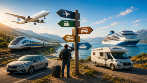 Voyageur choisissant le meilleur moyen de transport pour partir en vacances