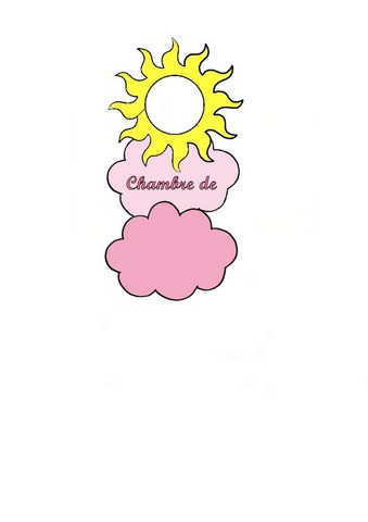 plaque de porte enfant à imprimer modèle nuage rose fille
