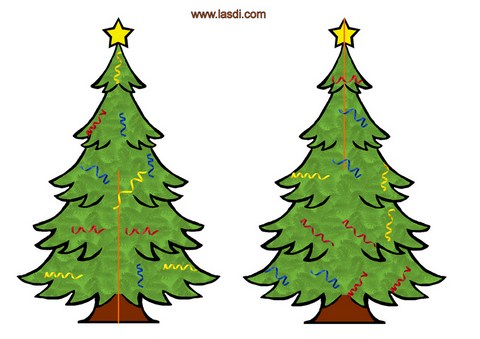 sapin de noël en carton à imprimer avec serpentin