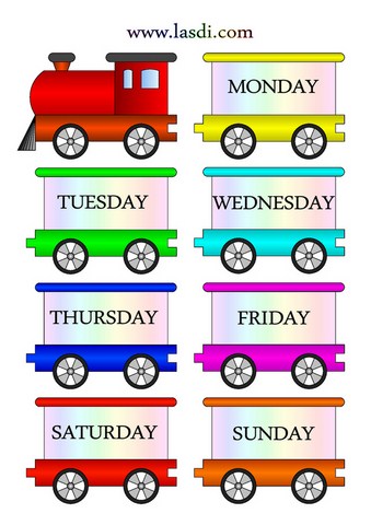 Petit train des jours de la semaine en anglais – modèle 1