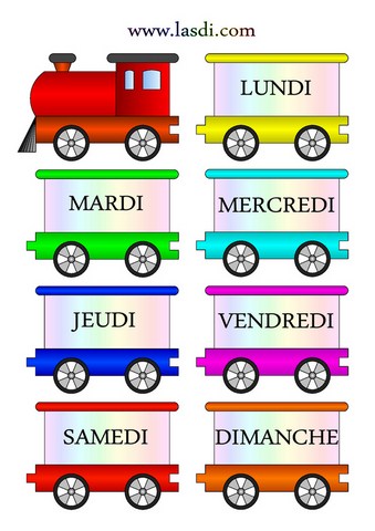 Petit train des jours de la semaine en français – modèle 1