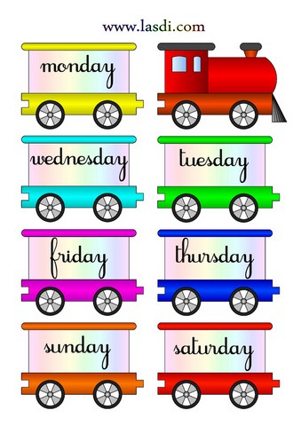 Petit train des jours de la semaine en anglais – modèle 2