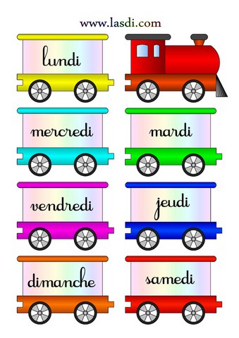 Petit train des jours de la semaine en français – modèle 2